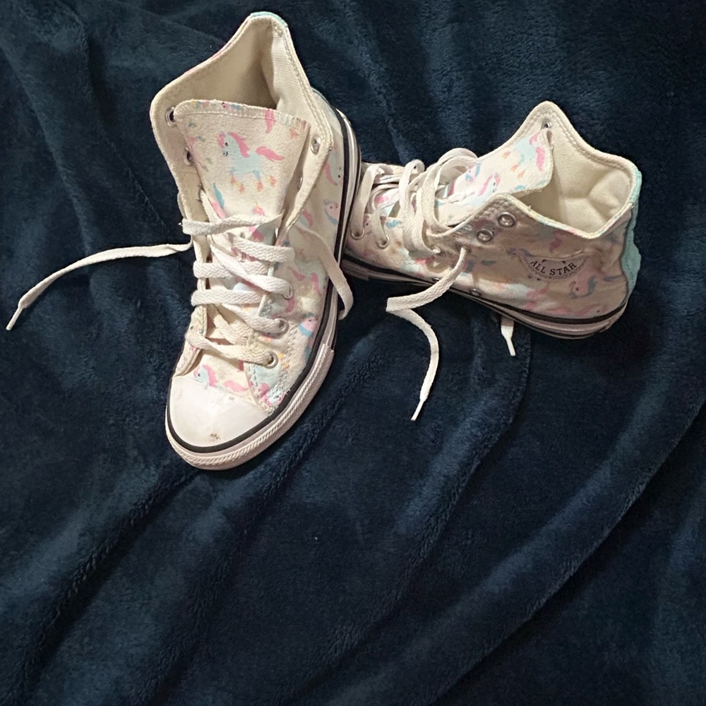 Converse Cream High-Tops with Pastel Accents